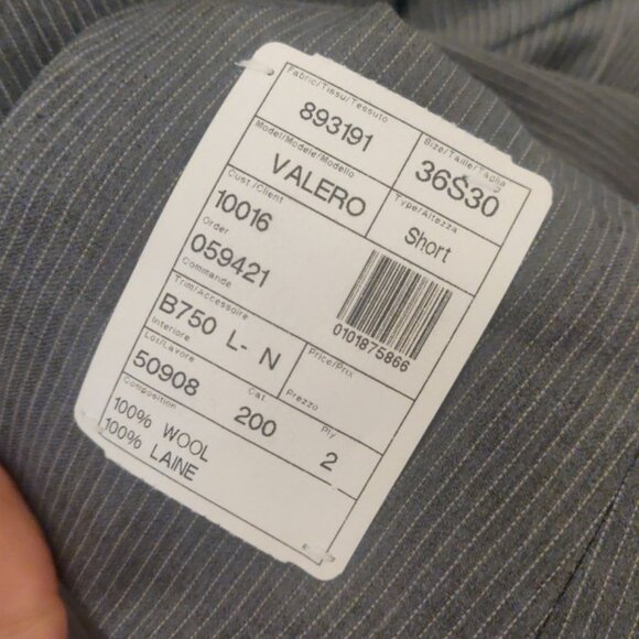 Simon Spurr 36S/30 modern slim skinny fit grey stripe 100% virgin wool bemberg - Picture 5 of 12